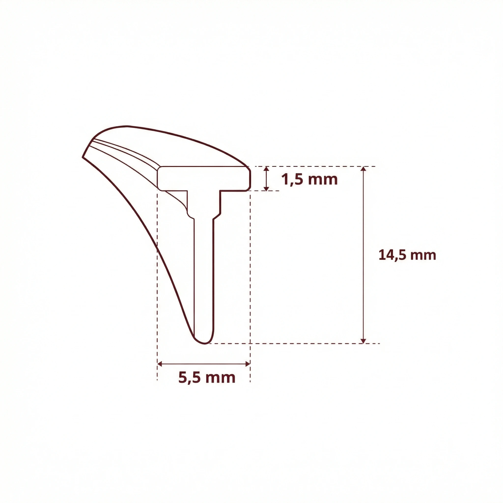 Uszczelka silikonowa typ T kabiny prysznicowej H-14 mm, 042111 - obrazek 2
