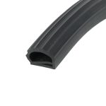 Close-up of a black grooved cylindrical tool with a hexagonal hollow end on a white background.