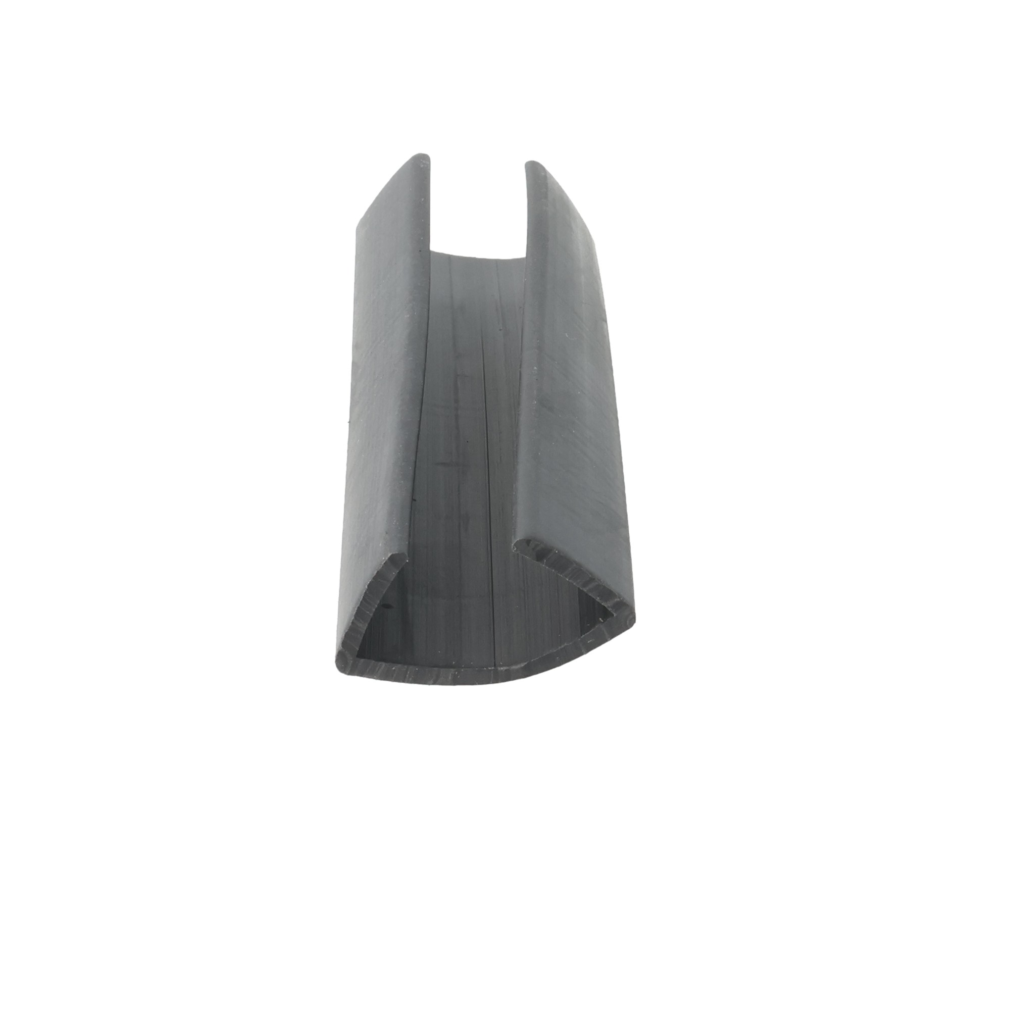 3uszczelka-krawedziowa-miekkie-pvc-30-x-17-x-34mm-czarna-12-315-30e-3 - Centrum uszczelek Close-up of a dark metal drill bit tip with two fluted cutting edges against a white background