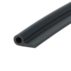 Close-up of a black hollow cylindrical rod with a circular end opening, angled across a white background.