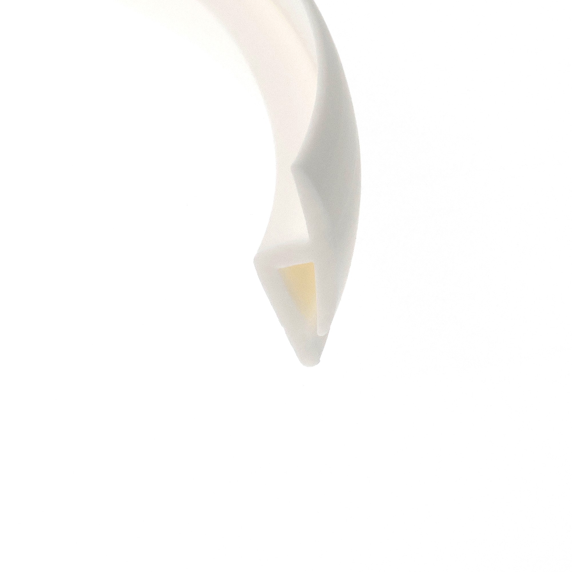 12-361_1163 - Centrum uszczelek Abstract close-up of curved white ribbons overlapping on a pale background, creating a minimalist design.