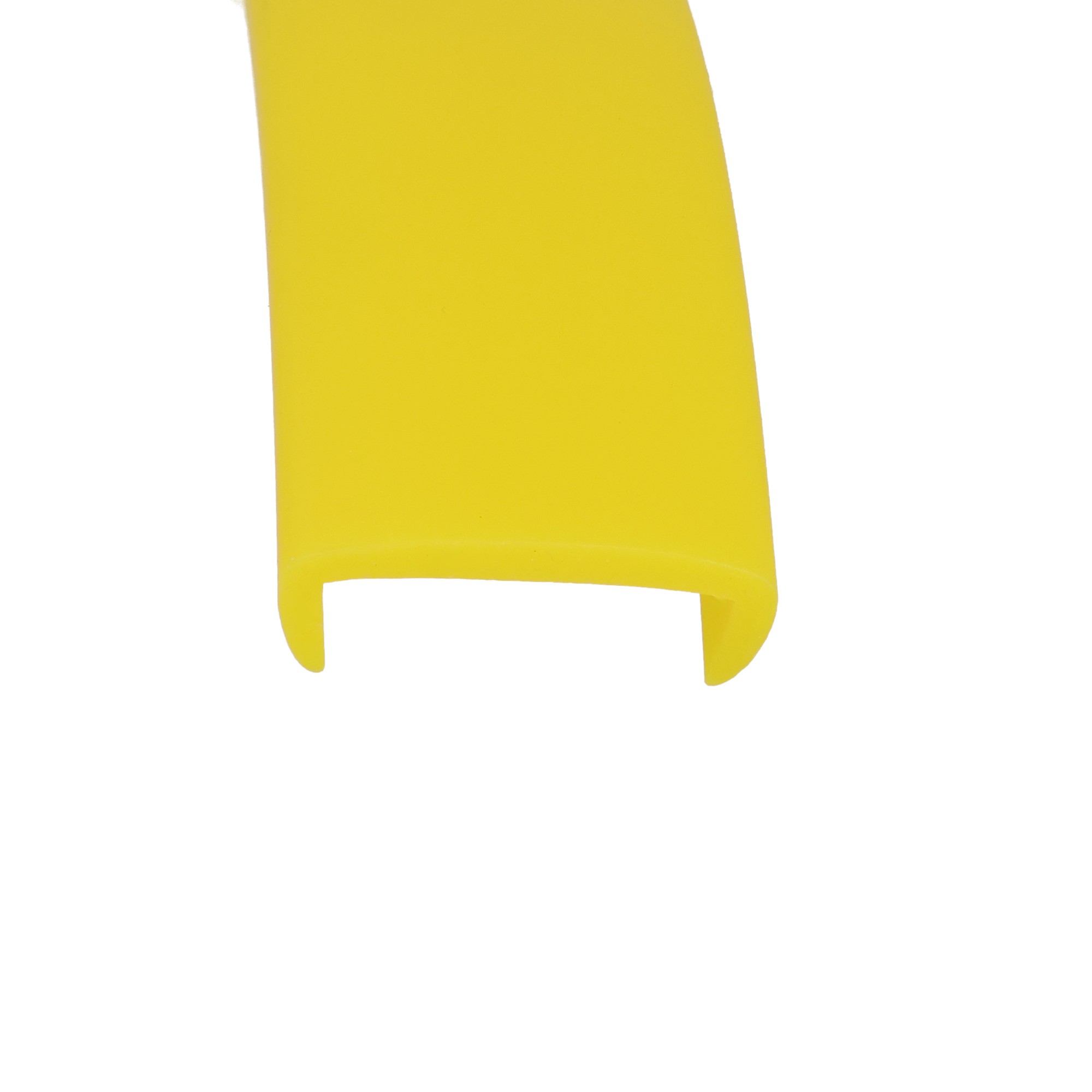 12-445_1160 - Centrum uszczelek Close-up of a bright yellow curved plastic piece with a rectangular opening at the bottom against a white background.