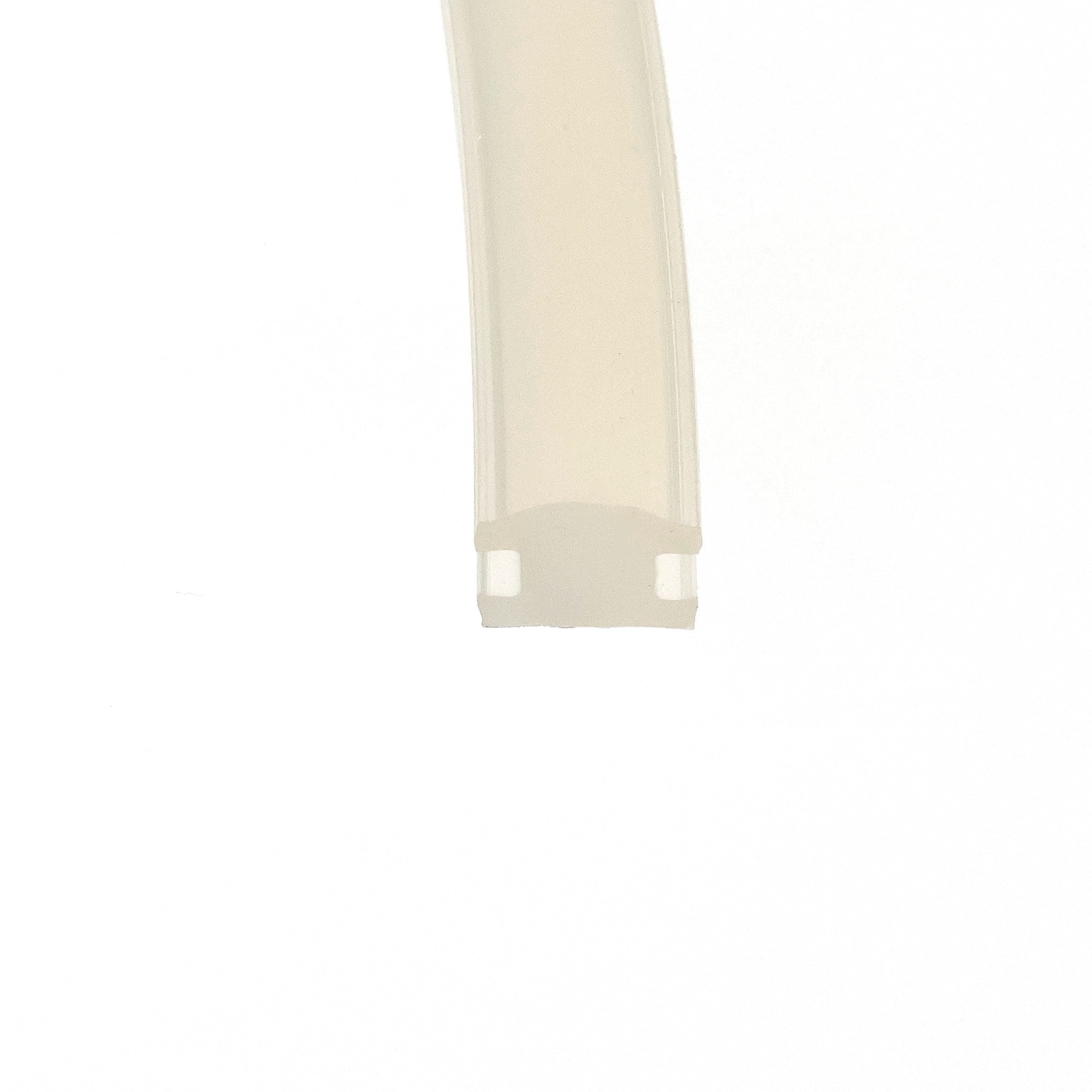 uszczelka-krawedziowa-silikonowa-typ-h-22-x-74-x-94mm-transparent-0237959-1 - Centrum uszczelek Close-up of a beige curved plastic tube against a white background.