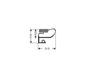 Cross-sectional technical drawing of a small curved clamp/profile with dimensions: total height 17.0 mm (10.5 mm inner height), and length 21.5 mm.