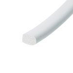 Cross-section of a gray foam tube with a bubbled interior, laid diagonally on a white background.