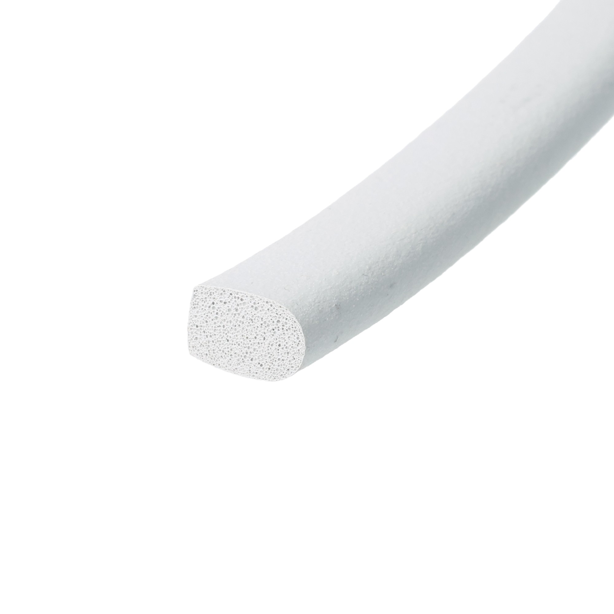 uszczelka-gumowa-pianka-typ-d-6-x-10mm-szara-046818-2 - Centrum uszczelek Cross-section of a gray foam tube with a bubbled interior, laid diagonally on a white background.