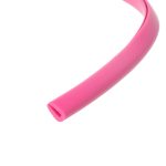 Close-up of a pink plastic tube with a rectangular opening at one end on a white background.