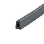 Close-up of a black foam sealing strip with a hollow triangular cross-section viewed at an angle, likely a gasket edge.