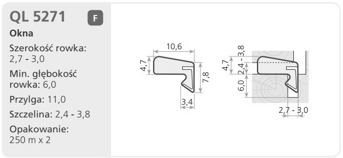 Uszczelka okien drewnianych, drzwi wejściowych brązowa QLON, 0145272 - obrazek 2