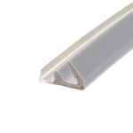 Close-up of a gray foam roller with white caps, diagonal across a white background.