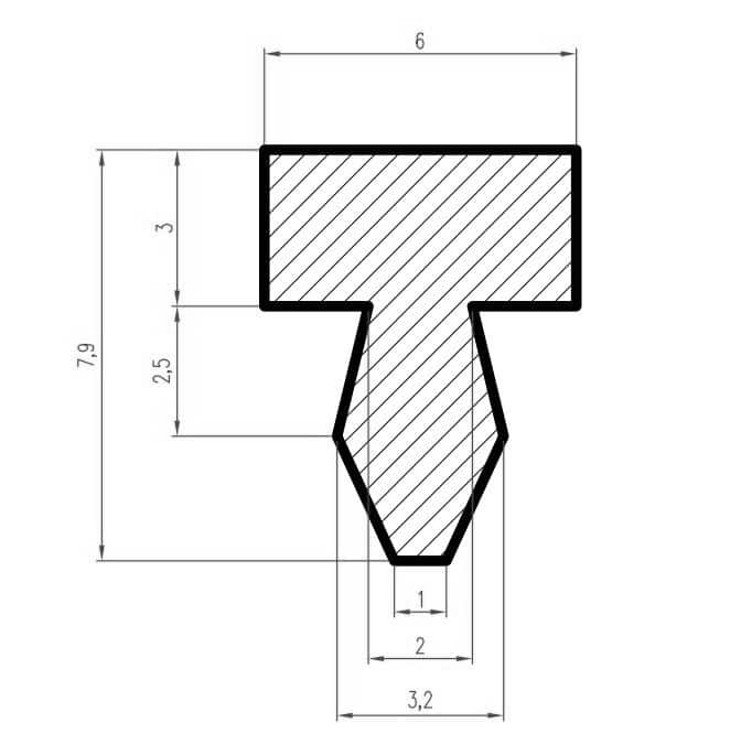 Uszczelka silikonowa typ T 8x6x3mm transparentna 60Sha, 0992024 - obrazek 2