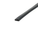 Close-up of a black rubber door seal with a U-shaped hollow channel, running diagonally across the image.
