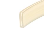 Close-up of a beige diagonal architectural trim with layered edges against a white background.