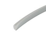 Close-up of a light gray curved plastic strip against a white background, possibly a handle or edge trim.