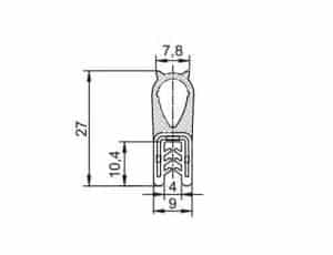 Uszczelka do drzwi samochodowych na krawędź 1 - 3mm gumowa czarna - 062832