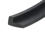 Close-up of a black rectangular metal bar with a beveled edge running diagonally across the image.