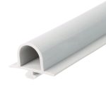 Close-up of a light-gray plastic cylinder with a circular hollow end and visible inner lining.