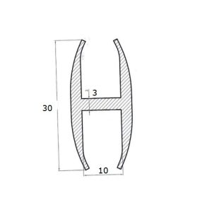 Uszczelka krawędziowa na szybę typu H 10mm silikonowa transparentna matowa - 0995220ST
