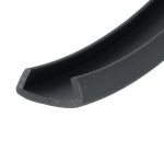 Close-up of a black curved cylindrical tube with a rounded end on a white background, showing light wear marks.