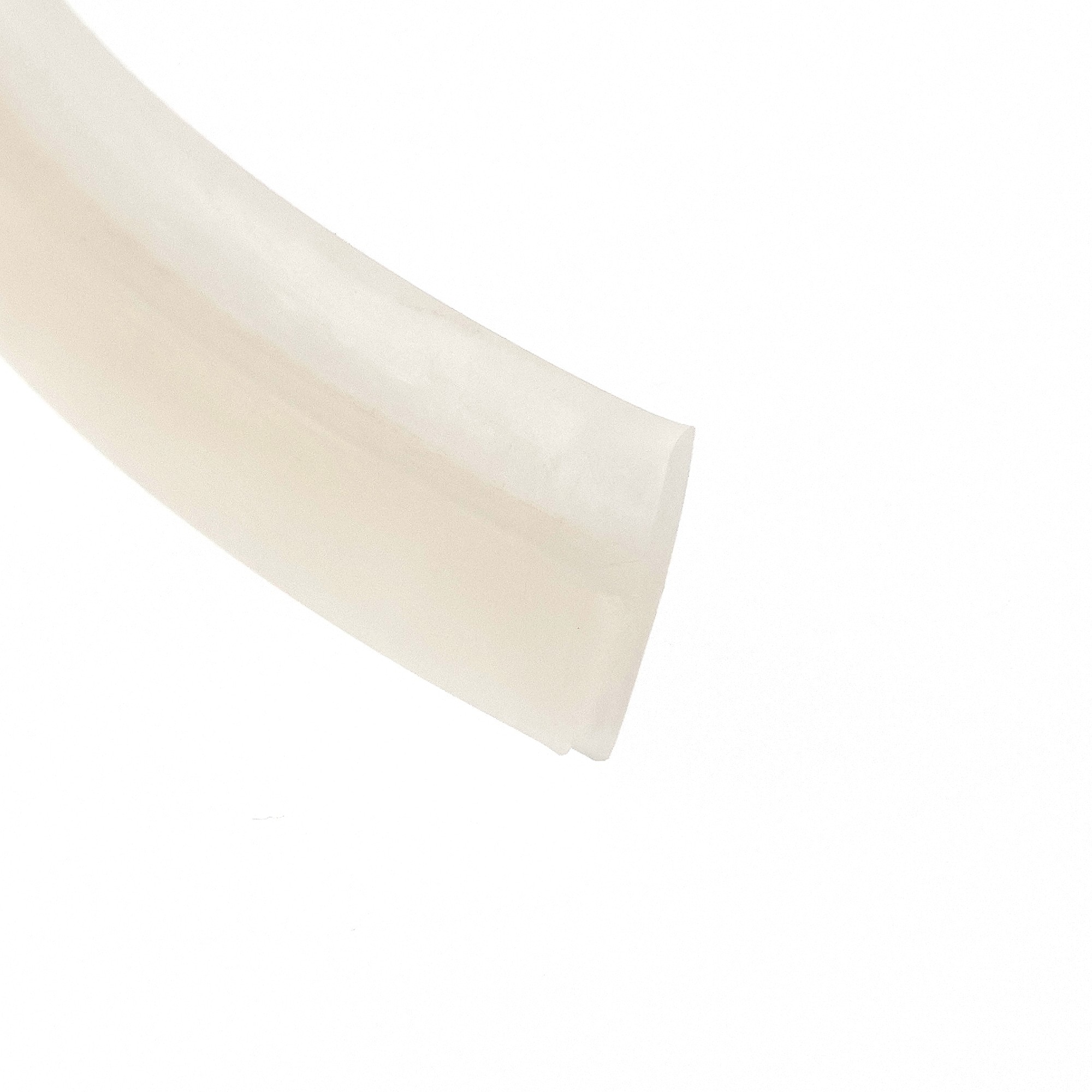 uszczelka-krawedziowa-silikonowa-typ-h-15-x-4-x-15mm-transparent-09911902-2 - Centrum uszczelek Abstract beige ribbon-like strip diagonally across a white background, suggesting soft texture or tape.