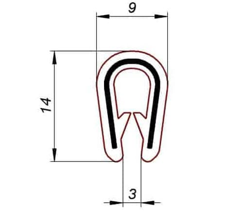 Uszczelka krawędziowa 3 mm, zaciskowa PVC 39-451 - obrazek 2