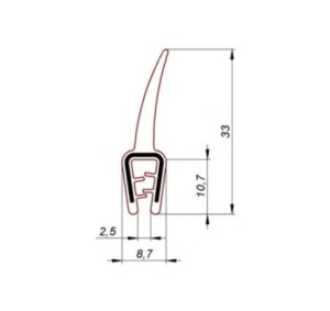 Uszczelka krawędziowa 2,5 mm, zaciskowa 12-045