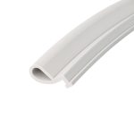 Close-up of a light gray plastic cylindrical rod with a rounded, hollow end viewed at an angle.