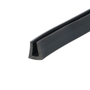 Close-up of a black metal angle iron with a sharp inner corner, diagonally across a white background.