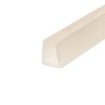 Abstract composition of overlapping tan-beige translucent polygons on a white background.