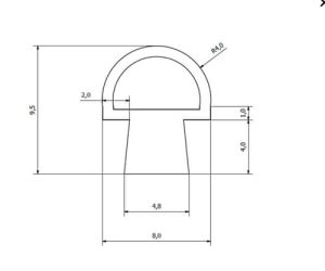Uszczelka do drzwi silikonowa wciskana typu D transparentna matowa - 023984TS