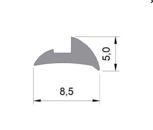 Uszczelka do szyby klinująca 5,0 x 8,5mm PVC czarna  - 026085-03