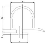 Uszczelka do drzwi chłodni wsuwana 26 x 26mm L - 3,8m gumowa czarna - 028095