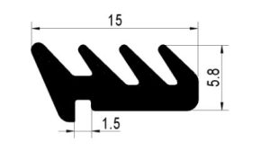Uszczelka do okna do profilu alumniowego i PVC gumowa czarna - 0351007
