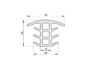 Uszczelka szczelinowa typu T 29 x 40mm gumowa czarna - 0356822