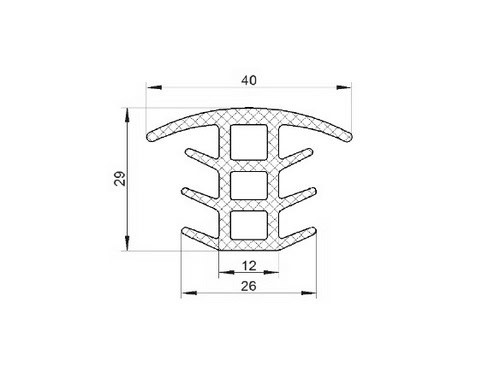 Uszczelka szczelinowa typu T 29 x 40mm gumowa czarna - 0356822