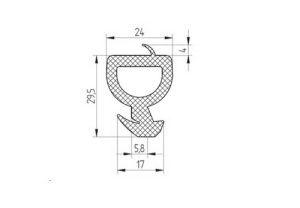 Uszczelka do drzwi naczepy Benalu  gumowa czarna 0357660