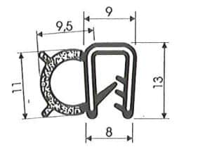 Uszczelka do drzwi samochodowych na krawędź 2mm gumowa czarna - 04-057