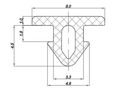 Uszczelka do okna maskująca szczelinę typu T gumowa czarna Stomil S- 2548 - 04-548