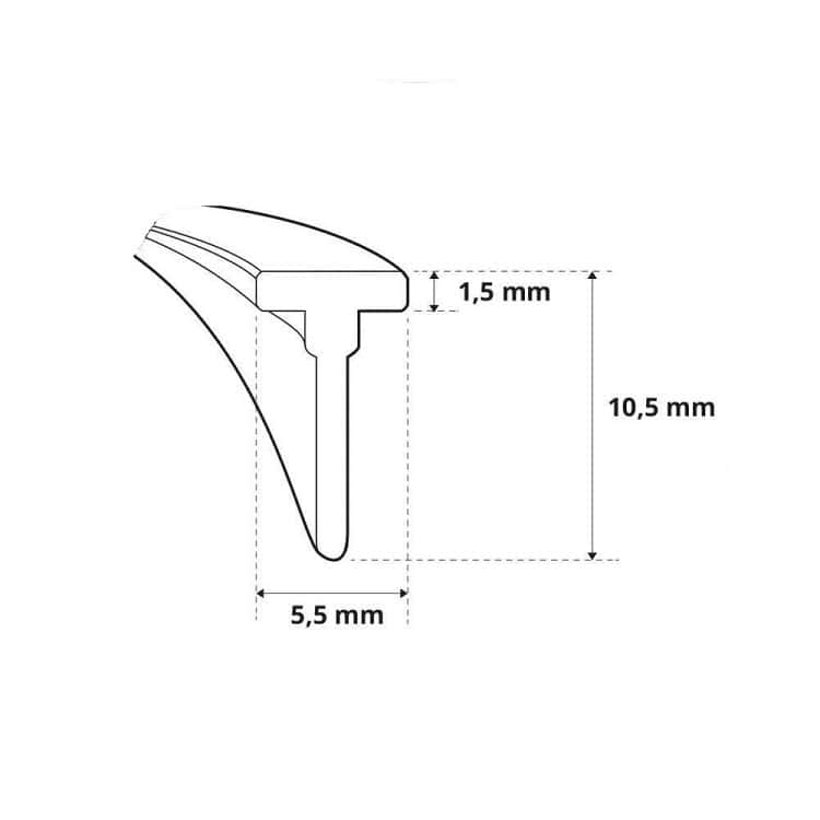 Uszczelka do drzwi kabiny prysznicowej typu T 5,5 x 10,5mm L - 2m silikon transparent - 042110