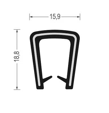 Osłona samozaciskowa typu U na krawędź 6 - 10mm silikonowa FDA czarna - 0620753