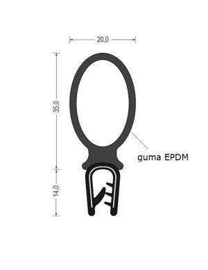 Uszczelka do drzwi samochodowych na krawędź 2 - 4mm gumowa czarna - 0622001