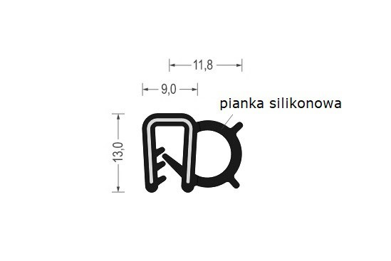 Uszczelka do drzwi samozaciskowa na krawędź 1,5 - 2,5mm silikonowa FDA czarna - 0622609
