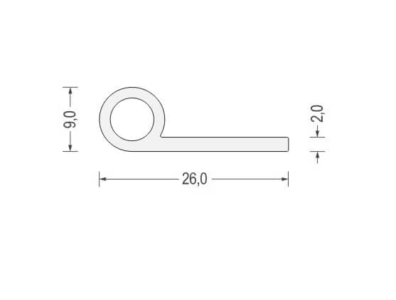 Uszczelka do drzwi typu P średnica 12mm silikonowa transparentna matowa - 0625092
