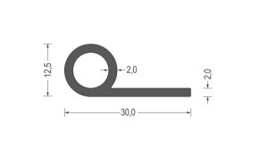 Uszczelka do drzwi  typu P średnica 12,5mm gumowa czarna - 0625127