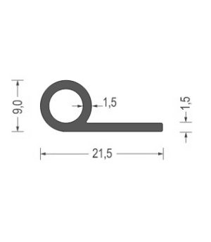 Uszczelka do drzwi typu P średnica 9mm gumowa czarna - 0625494