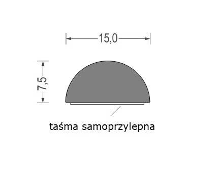 Uszczelka samoprzylepna porowata typu D kopułka 7,5 x 15mm gumowa szara - 0626681