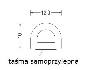 Uszczelka samoprzylepna porowata  typu D 10 x 12mm silikonowa  biała - 0629322