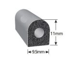 Uszczelka samoprzylepna do jachtu porowata  typu D kopułka 9 x 11mm gumowa czarna - 0791053M