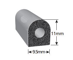 Uszczelka samoprzylepna do jachtu porowata  typu D kopułka 9 x 11mm gumowa czarna - 0791053M