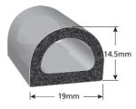 Uszczelka samoprzylepna porowata typu D 14 x 19mm gumowa czarna - 079135